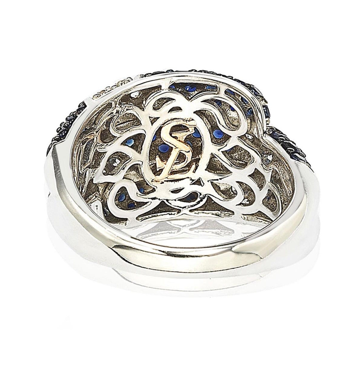 Suzy Levian New York Suzy Levian Sterling Silver Sapphire & Created White Sapphire Swirling Ring