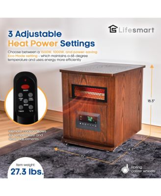 LifeSmart LifePro 6 Element 1500W Electric Infrared Quartz Indoor Space Heater