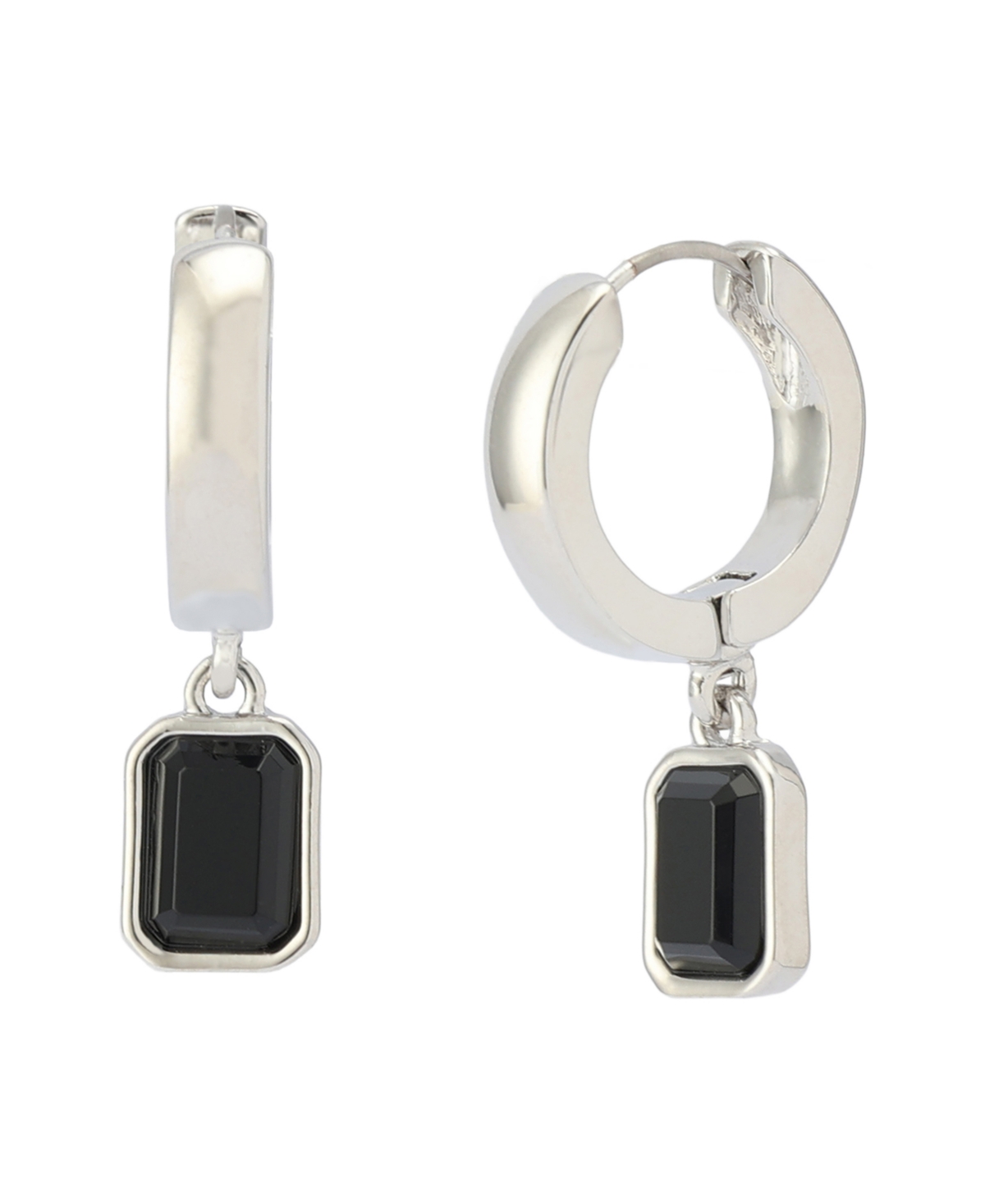 Steve Madden Faux Stone Gem Charm Huggies Earrings