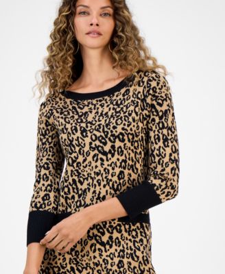 Women's Printed 3/4-Sleeve Sweater Dress