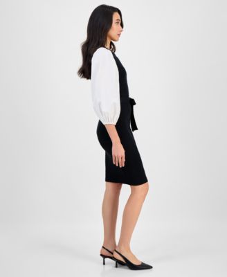 Women's Mixed-Media Sweater Dress