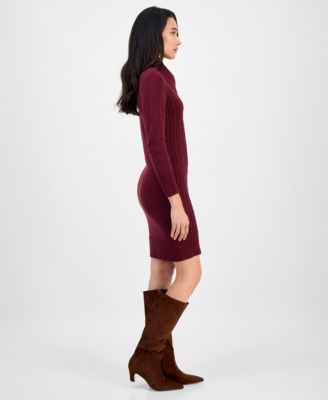Women's Cable-Knit Fitted Long-Sleeve Sweater Dress