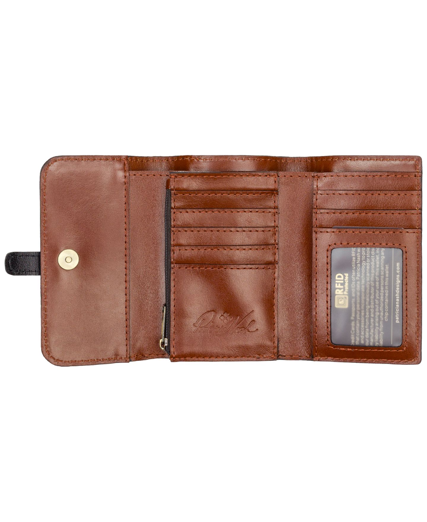 Женский кошелёк Patricia Nash Perla Trifold Wallet, цвет: Чёрный / Рыжевато-коричневый — фото 3