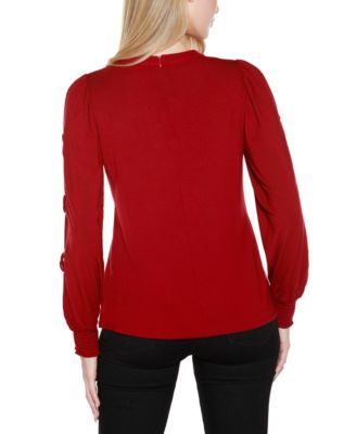 Women's Slit-Sleeve Keyhole Knit Top