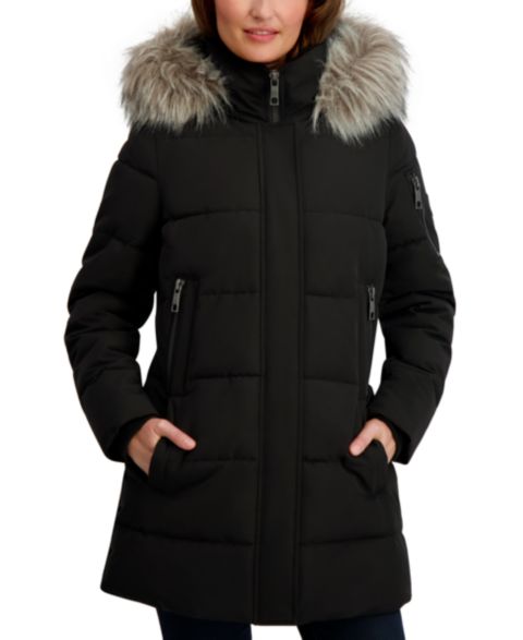Женские куртки Nautica Faux-Fur-Trim Hooded Puffer Coat