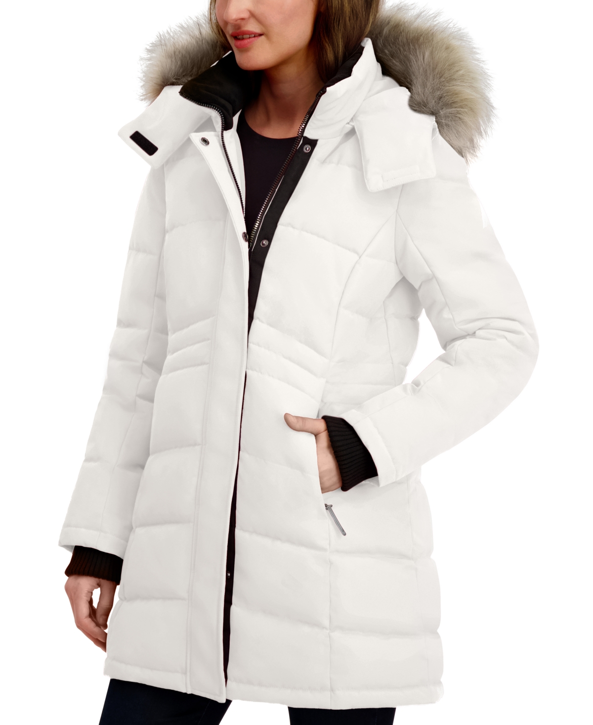 Nautica Women's Hooded Puffer Coat In White