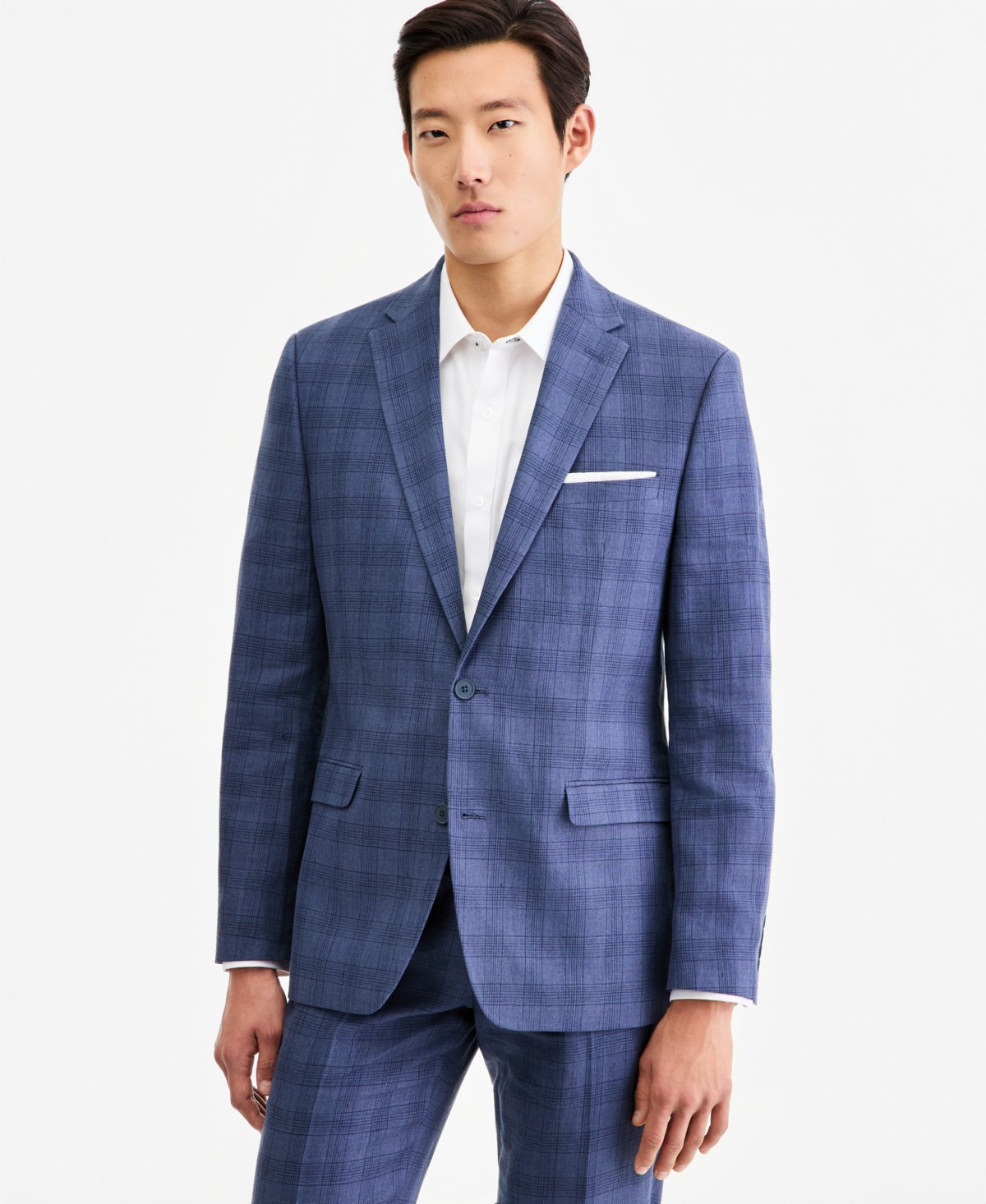 Мужские куртки Bar III Men's Slim-Fit Plaid Linen-Blend Suit Separates Jacket — фото 1