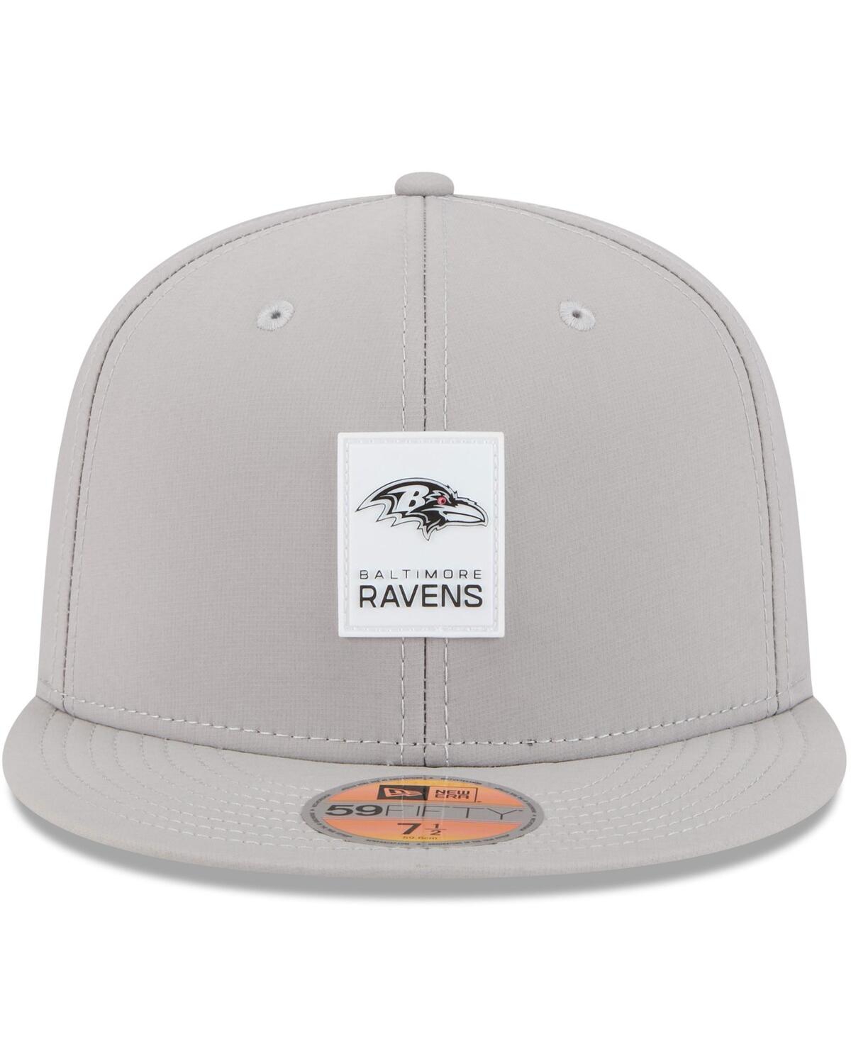 New Era Men's Gray Baltimore Ravens 2025 Sideline 59fifty Fitted Hat In Gray