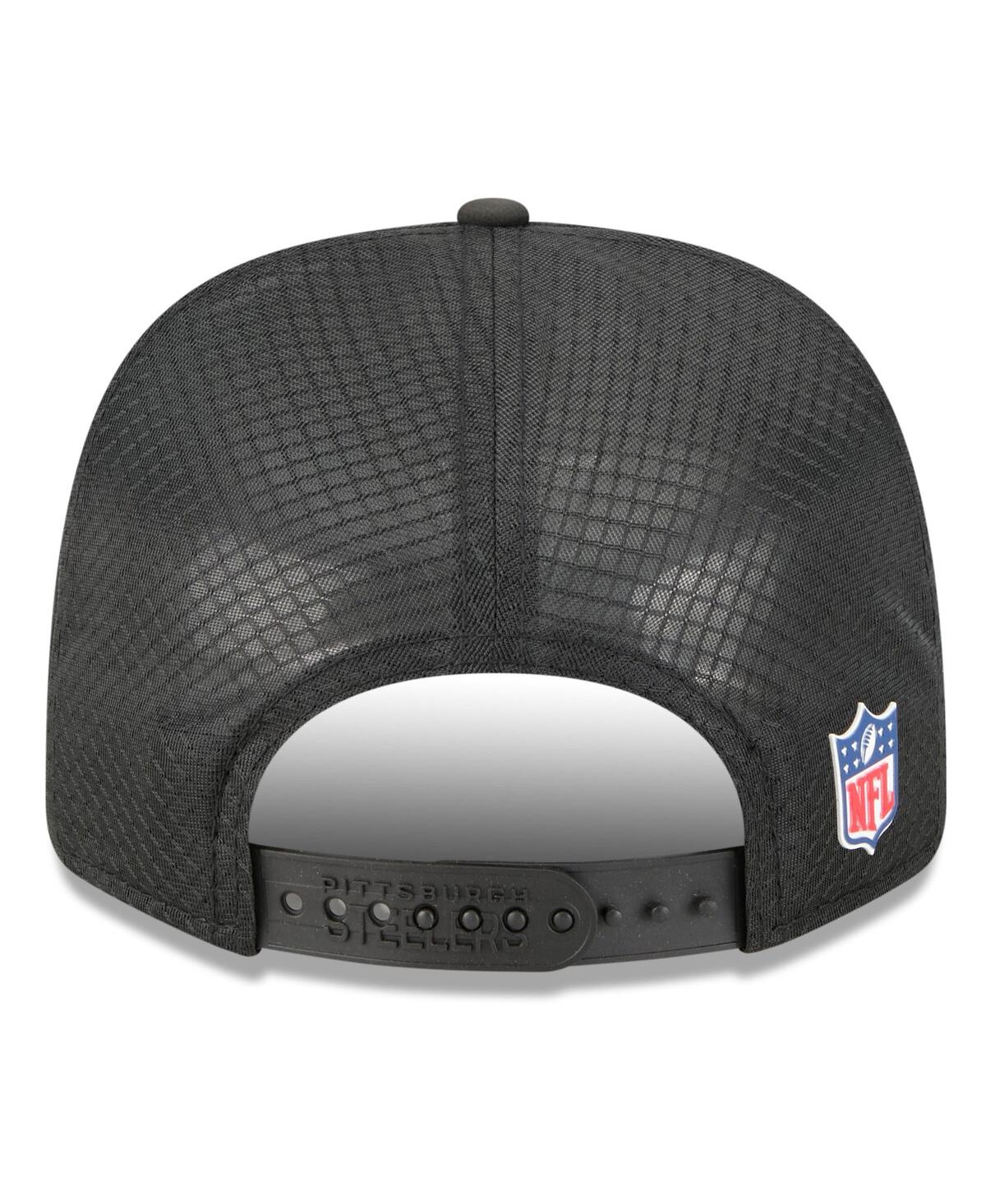 New Era Men's Black Pittsburgh Steelers 2025 Sideline Throwback 9seventy Trucker Adjustable Hat In Black
