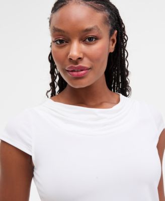 Women's Cowl Neck Cap Sleeve Top, Regular & Petites