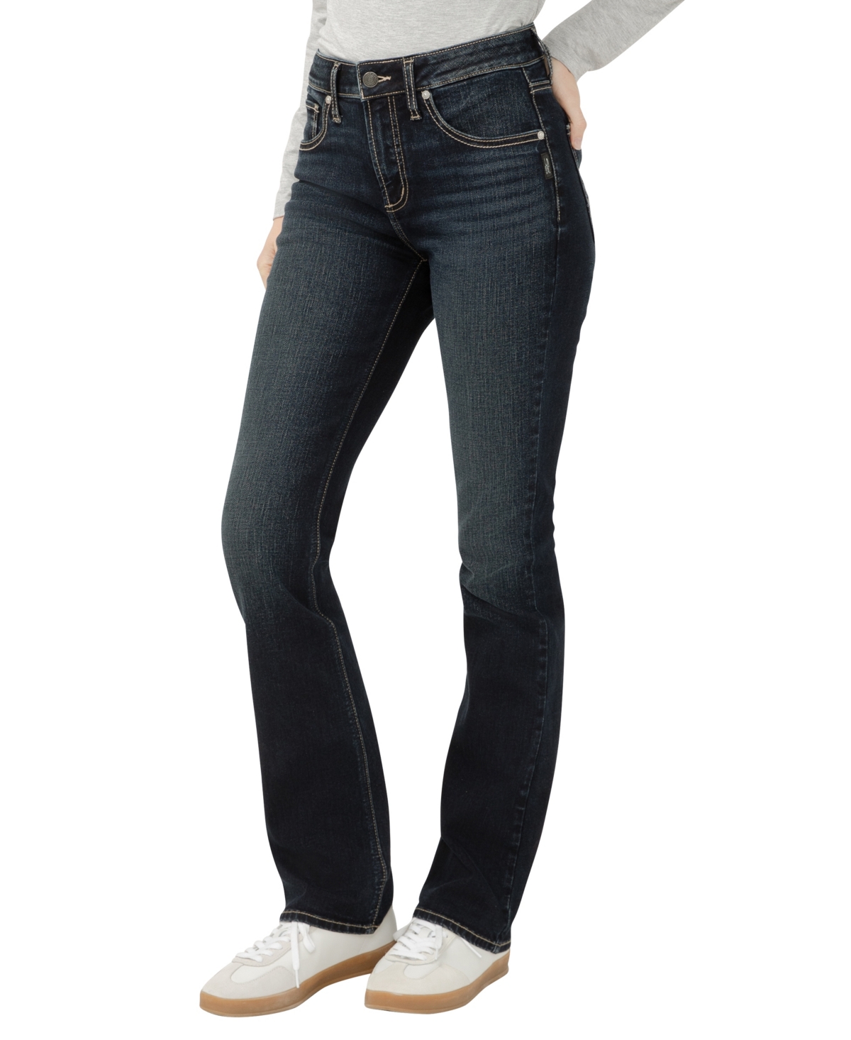 Silver Jeans Co. Suki Curvy Mid Rise Slim Bootcut Jeans In Blue