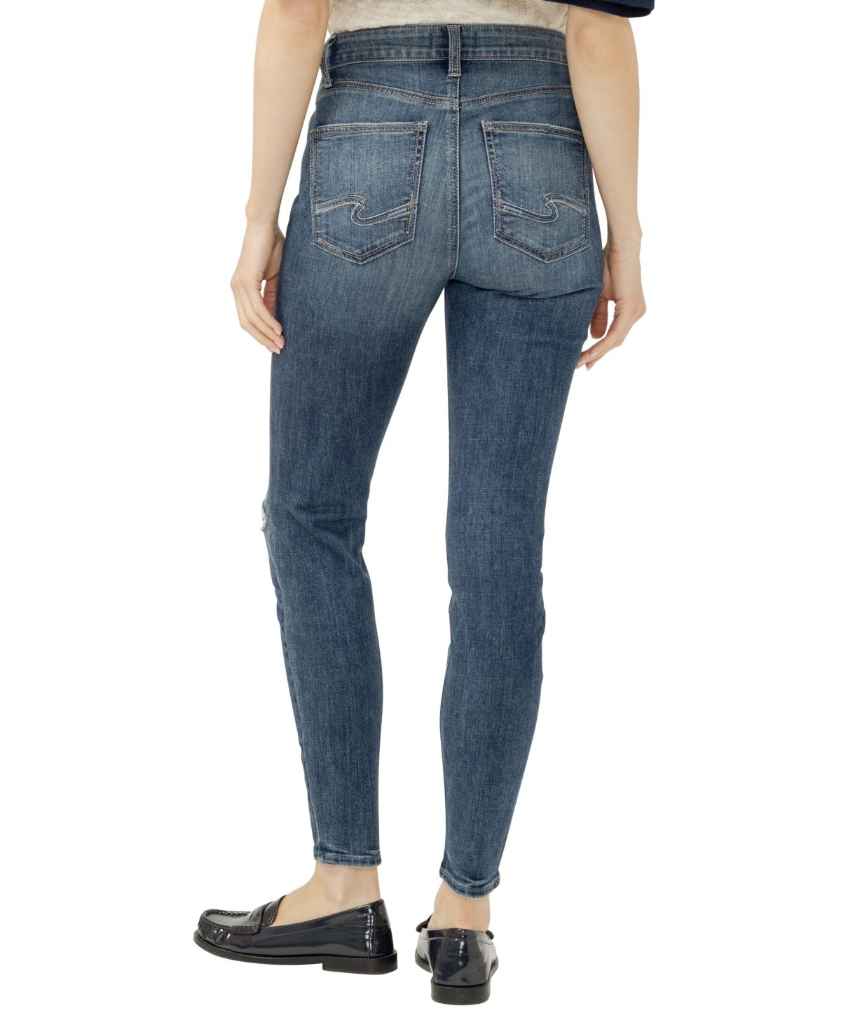 Silver Jeans Co. Avery Curvy Ripped Skinny Jeans In Gray