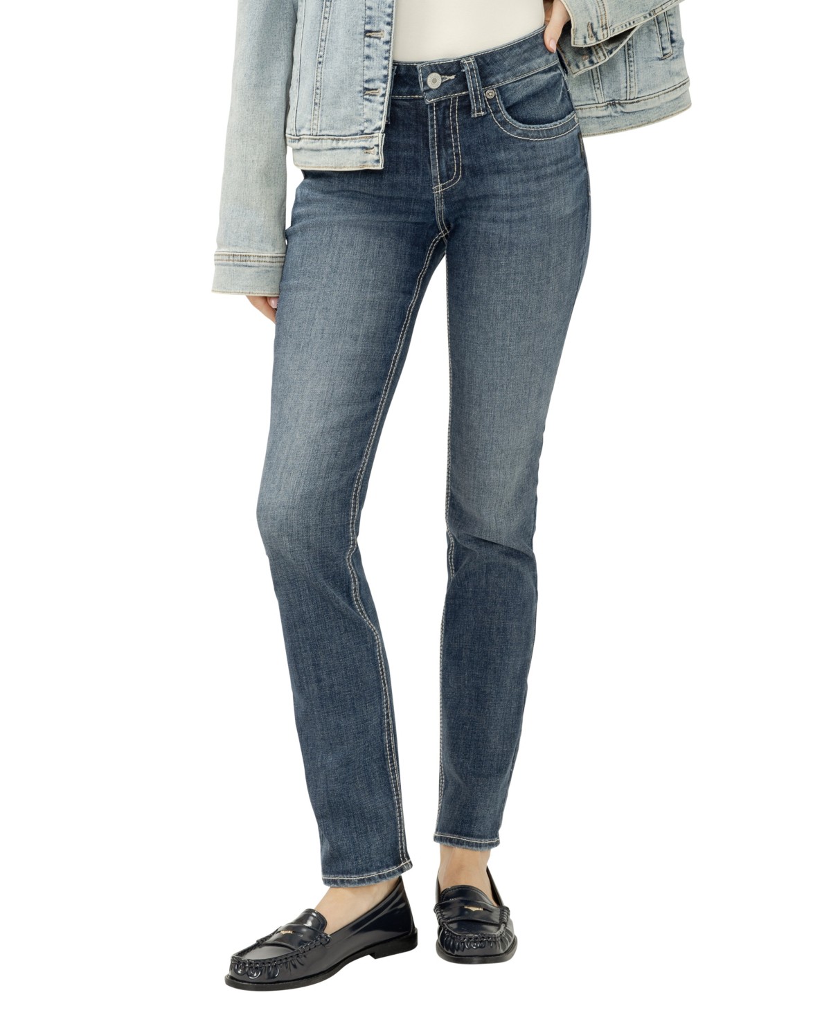 Женские джинсы Silver Jeans Co. Women's Suki Mid Rise Curvy Fit Straight Leg Jeans — фото 1