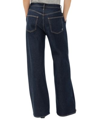 Women's High Rise Pleated Denim Trouser Leg Jeans
