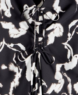 Women's Drawstring-Front V-Neck Midi Dress, Macy's Exclusive