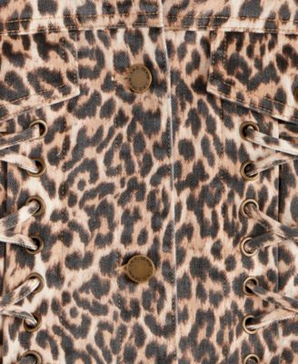 Women's Leopard-Print Lace-Up Denim Jacket, Macy's Exclusive