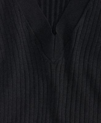 Women's Ribbed V-Neck Sweater, Macy's Exclusive