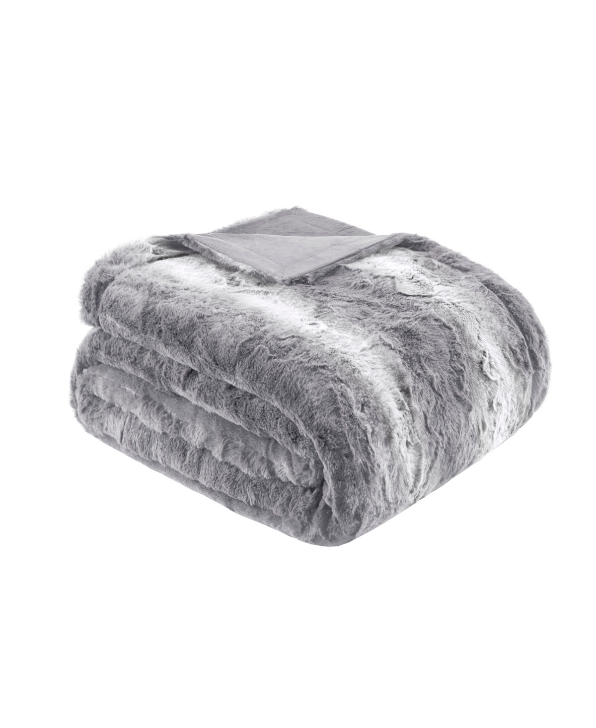Madison Park Zuri Faux Fur Blanket, Twin In Gray