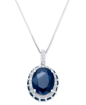 image of Sapphire (3-9/10 ct. t.w.) and White Sapphire (1/6 ct. t.w.) Pendant Necklace in 10k White Gold