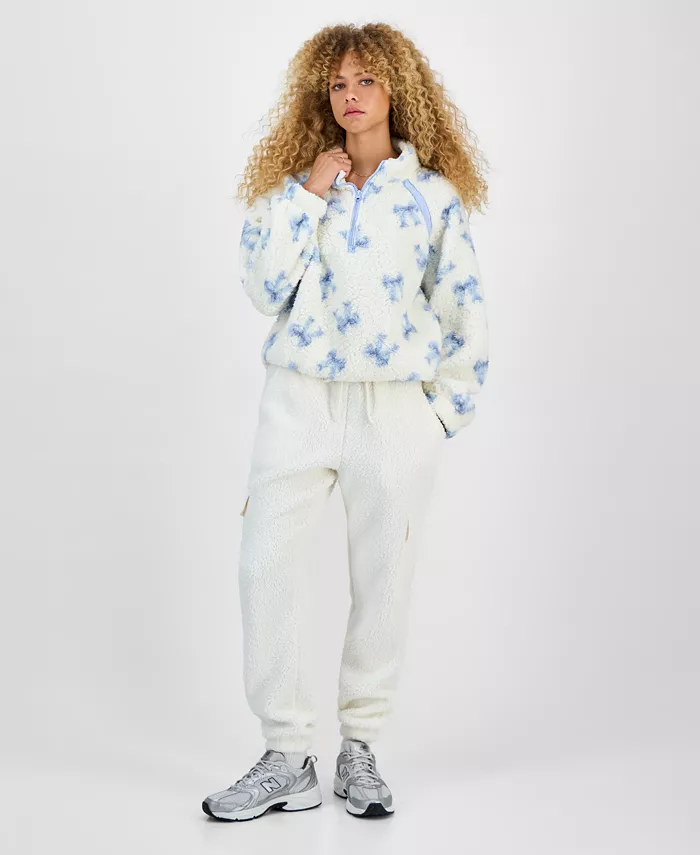 Juniors' Sherpa Cargo Jogger Pants - thumbnail 8