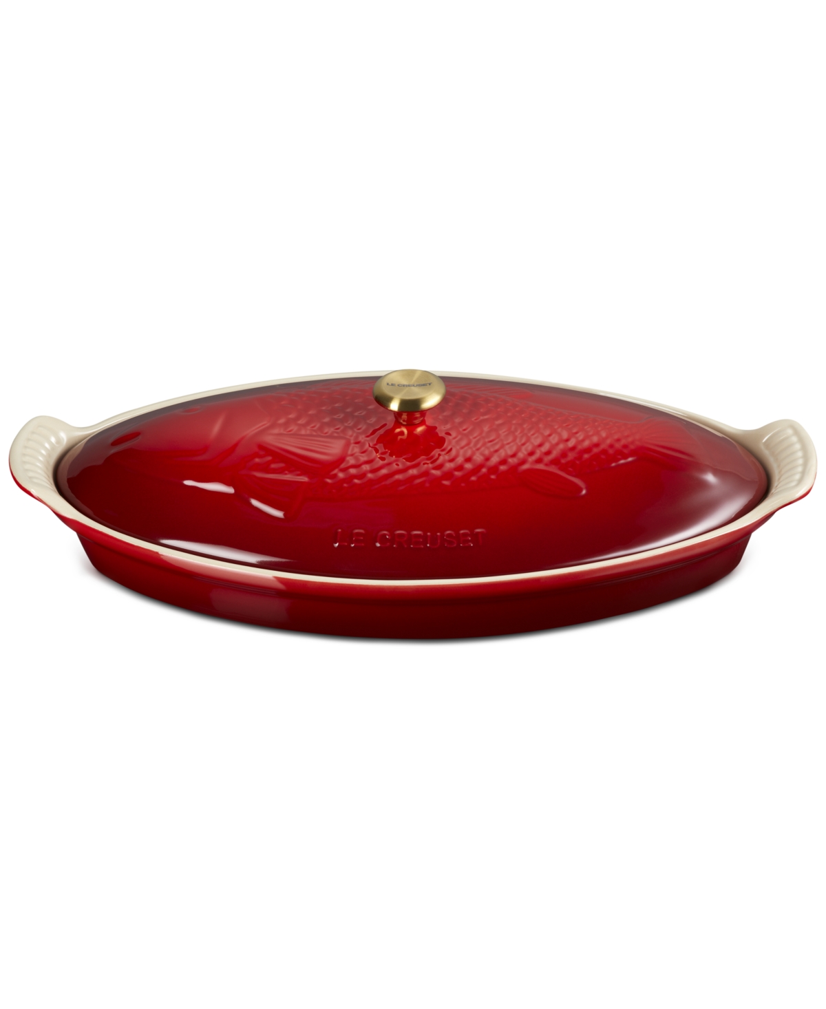 Le Creuset Stoneware Heritage 1.7 Qt. Fish Baker With Cover In Red