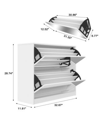 32.68&amp;quot;2 Tier Shoe Storage Cabinet with Draders for Entryway,Bedroom,Flip Door Design Shoe Cabinet,White