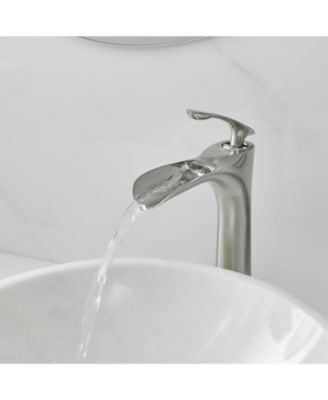 Single Hole Single Handle Bathroom Vessel Sink Faucet With Pop Up Drain Without Overflow in Matte Black Chrome