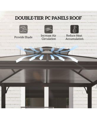 8.3ft Outdoor Double-tier Grill Canopy BBQ Gazebo with 2 Shelves