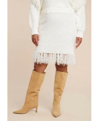 Women's Plus Size Looped Fringe Sweater Mini Skirt