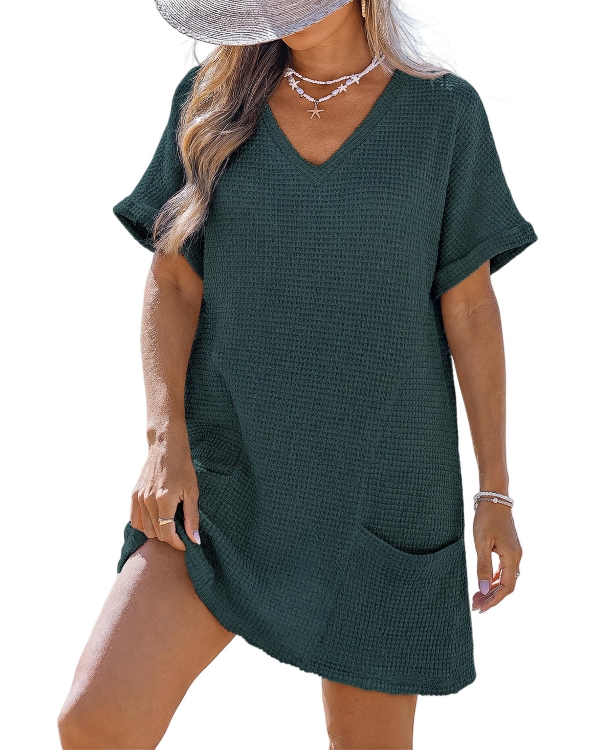 Cupshe Women's Sunny Days Only Green Cover-Up Mini Beach Dress