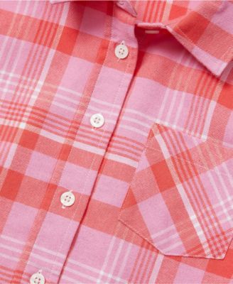 Girls Long Sleeve Cropped Flannel Shirt