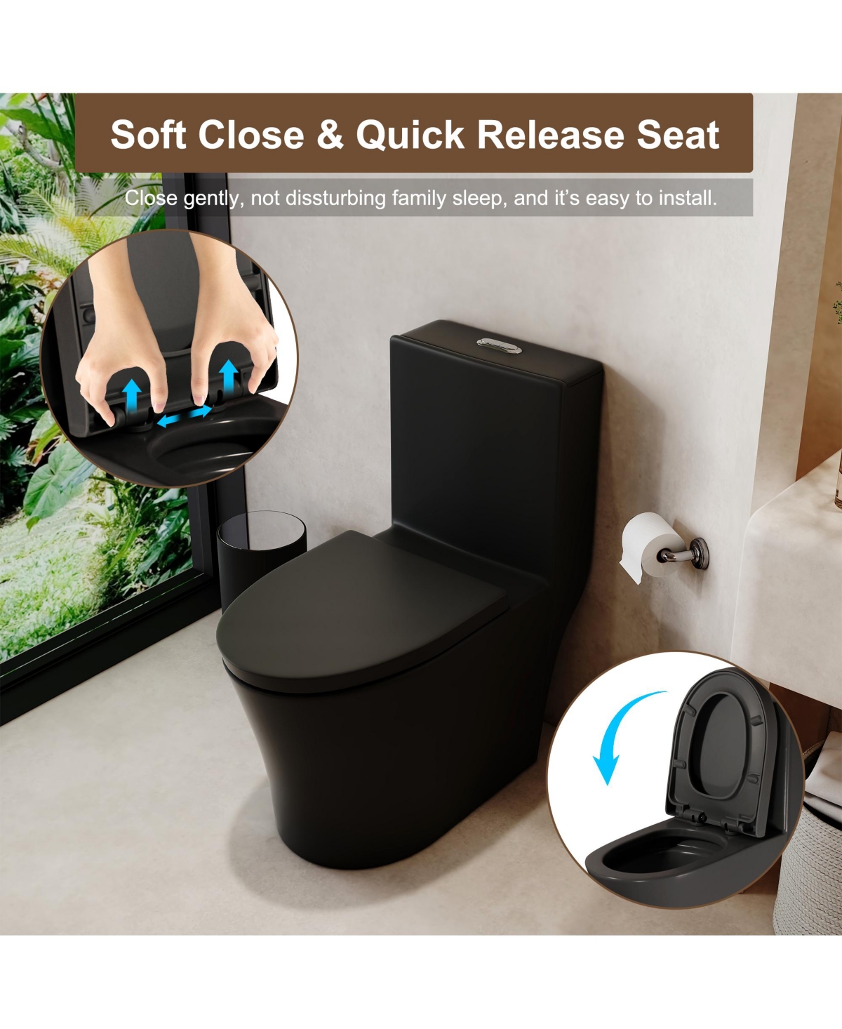 Casainc Dual Flush 1.1/1.6 Gpf Elongated One-Piece Bathroom Fixture, Comfort Height, Water-Saving Design, Map 1000g