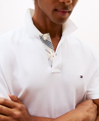 Men's Regular Fit Plaid Placket Interest Pique Polo Shirt