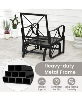 2PCS Patio Glider Chair Single Outdoor Rocking Chair with Seat and Back Cushions