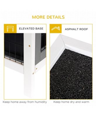 Wooden Bunny Cage w/ Dividers and Pull Out Trays for Outdoors, Dark