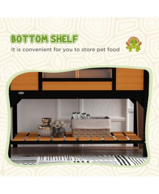 Wooden Tortoise Habitat W/ Adjustable Lamp Holder 2 Houses,