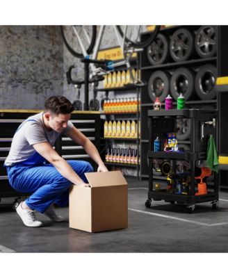 3-Tier Rolling Tool Cart with Wheels, Plastic Utility Cart,