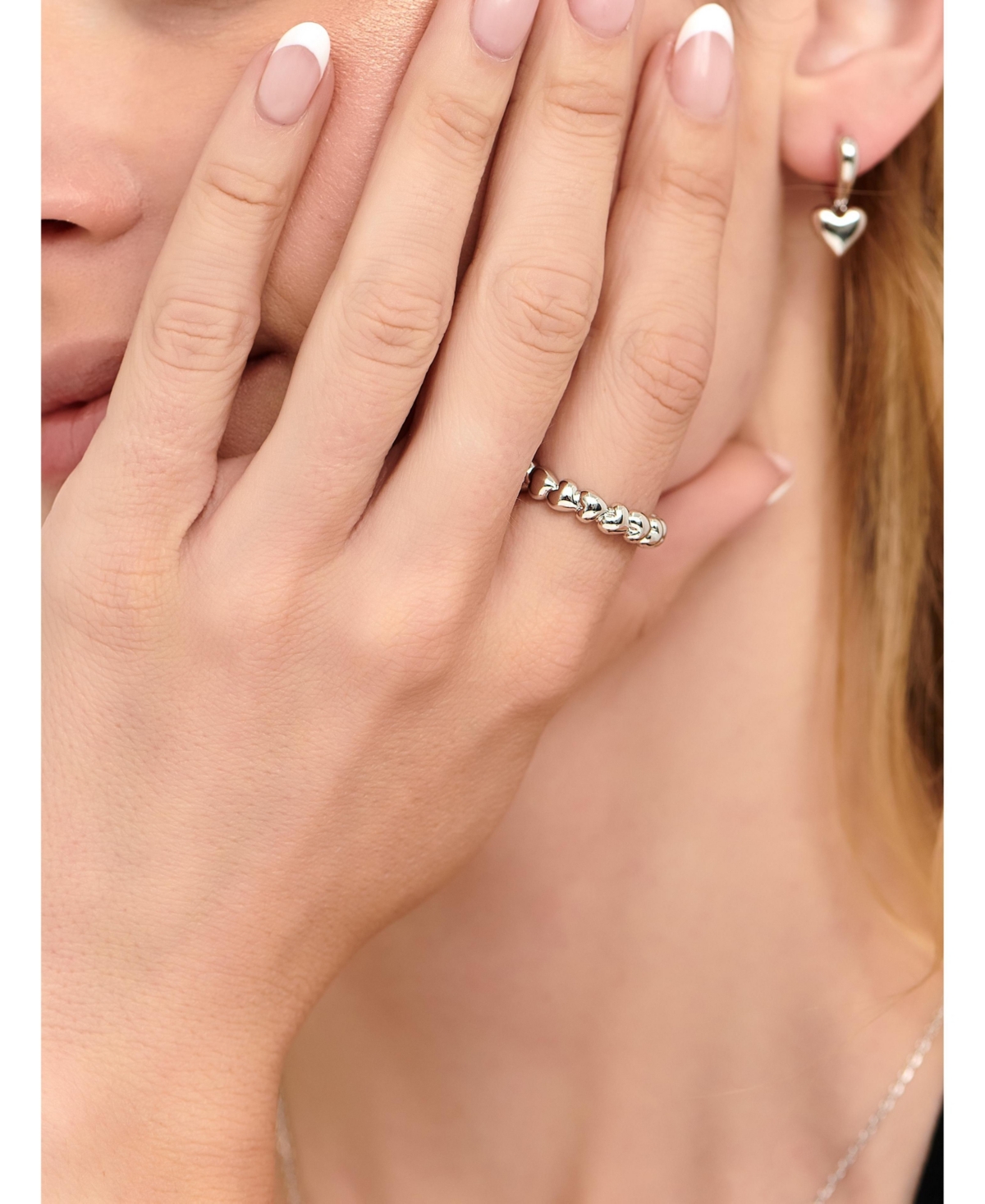 Devata Sweet Heart Eternity Band Ring in Sterling Silver