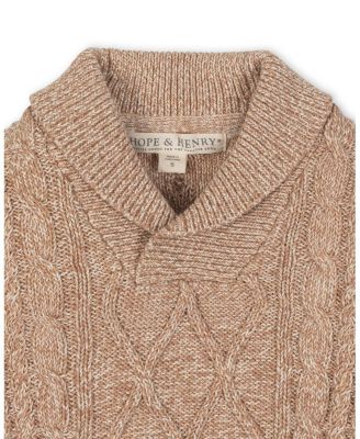 Little and Big Boys' Organic Long Sleeve Shawl Collar Cable Sweater