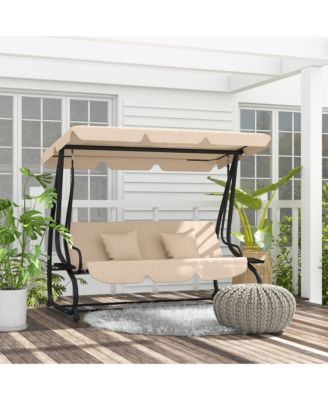 3-Seat Outdoor Patio Swing Chair with Adjustable Canopy,