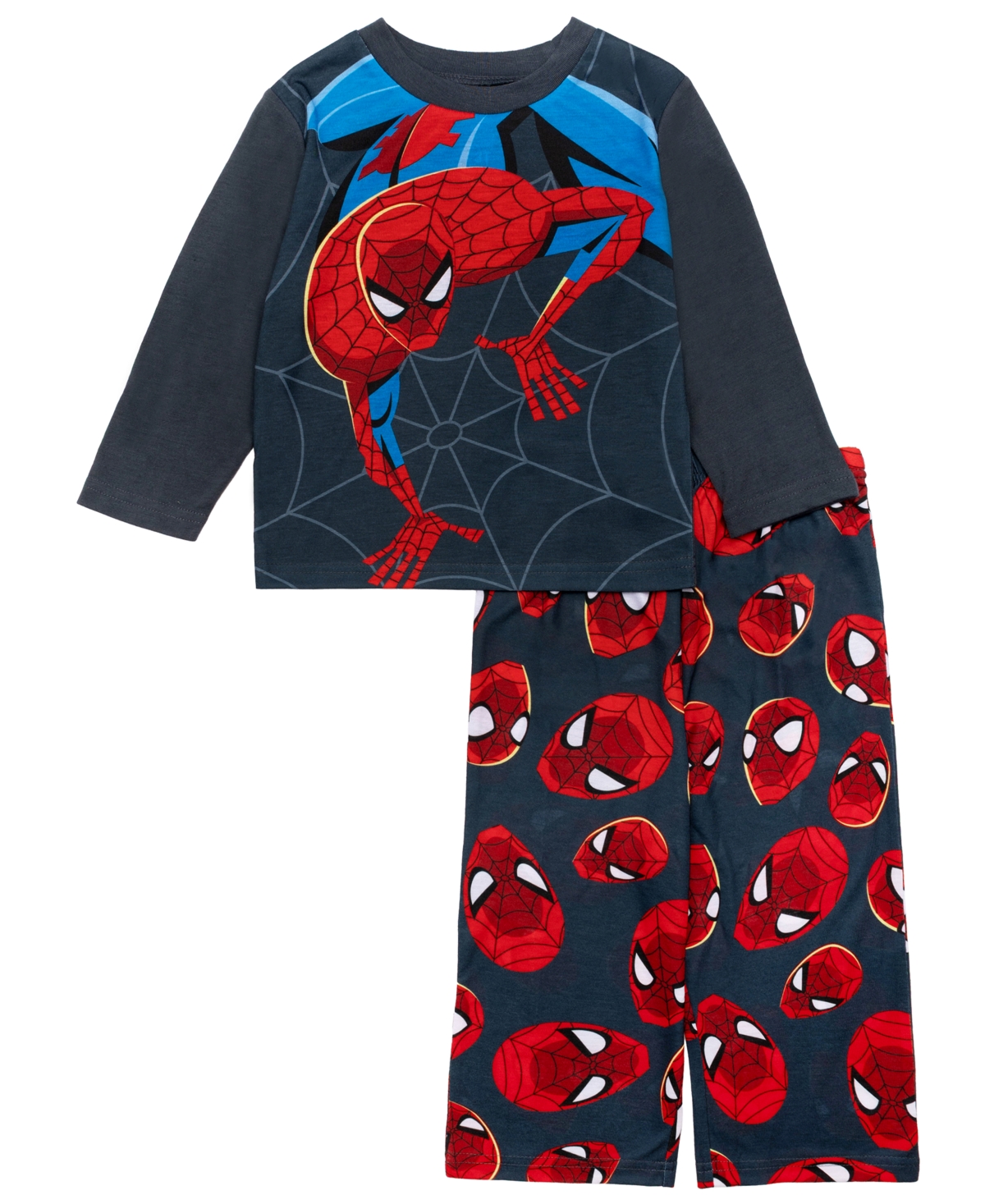 Ame Toddler Boys 2-piece Spiderman Long Sleeve Top And Open Leg Pants Pajama Set In Blue