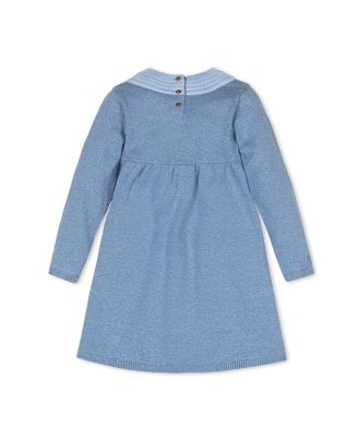 Toddler Girls' Organic Long Sleeve Empire Sweater Dress with Collar Detail