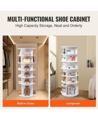 6-Tier Rotating Shoe Rack Tower, 360&amp;deg; Spinning Round Organizer for Entryway Storage