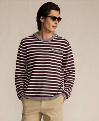 Men's Long Sleeve Textured Cotton Crewneck Sweater