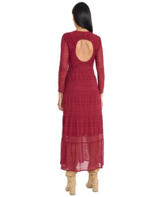 Midi Dress With Keyhole Back and Tier Dress