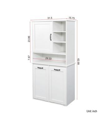 Laundry Cabinet with Doors, Tilt-Out Hamper, Open and Adjustable Shelves