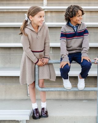 Toddler Girls Organic Half Zip Raglan Sweater Dress