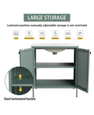 30" Freestanding Bathroom Vanity with Ceramic Sink and Storage Cabinet