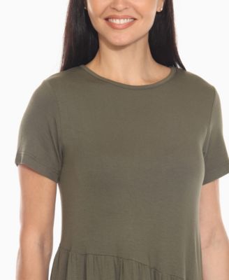 Women's Asymmetrical Waist and Short Sleeve Swing Dress