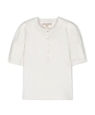 Women's Organic Pointelle Sleeve Henley Sweater